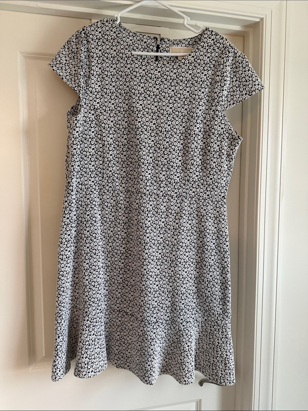 Michael Kors Black and White Floral Midi Dress